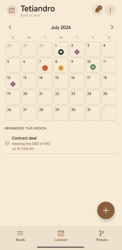 The calendar view, a book of days