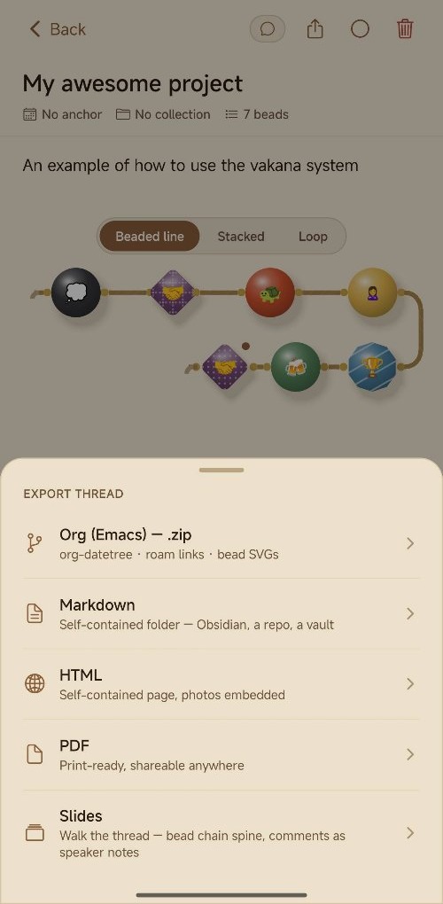 Export a thread to Org, Markdown, HTML, PDF, or Slides