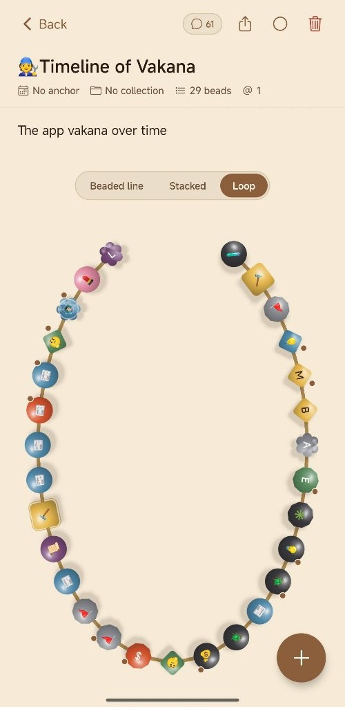 A thread rendered as a looping bead chain